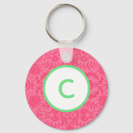 Roze Bloem Monogram Sleutelhanger