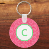 Roze Bloem Monogram Sleutelhanger (Voorkant)