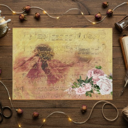 Roze Bloem Mooie Decoupage Vintage Ephemera Tissuepapier
