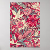 Roze Bloem Morris kunst Poster (Voorkant)