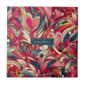 Roze Bloem Morris kunst Tegeltje (Voorkant)