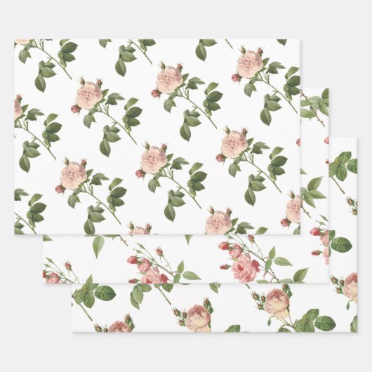 Roze Bloem Motief Inpakpapier Vel (Set)
