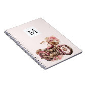 Roze Bloem Motor Monogram  Notitieboek (Rechterzijde)