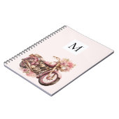 Roze Bloem Motor Monogram  Notitieboek (Linkerzijde)