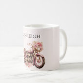 Roze Bloem Motorfiets Koffiemok (Voorkant rechts)