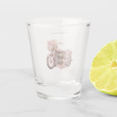 Roze bloem motorfiets shot glas (Achterkant)