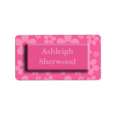 Roze Bloem Naam Etiket (Voorkant)