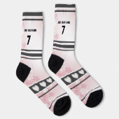 Roze Bloem- Naam Nummer Sokken (Rechts)