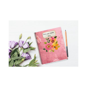 Roze  bloem notitieboek