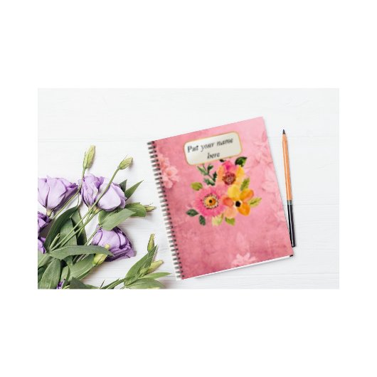Roze  bloem notitieboek