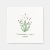 Roze bloem Ocotillo Cactus bruiloft cocktail Servet (Voorkant)
