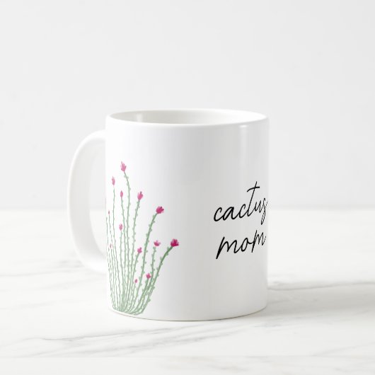 Roze Bloem Ocotillo Cactus Moeder Waterverf Koffiemok (Voorkant links)