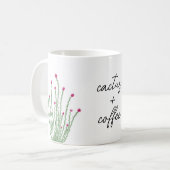 Roze Bloem Ocotillo Cactus Plus Koffie Waterverf Koffiemok (Voorkant links)