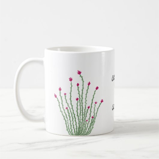 Roze Bloem Ocotillo Cactus Plus Koffie Waterverf Koffiemok (Links)
