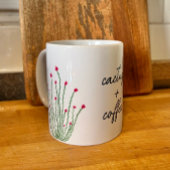 Roze Bloem Ocotillo Cactus Plus Koffie Waterverf Koffiemok