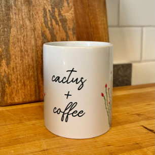 Roze Bloem Ocotillo Cactus Plus Koffie Waterverf Koffiemok