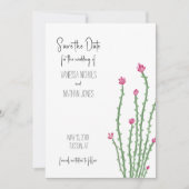 Roze Bloem Ocotillo Cactus Save The Date Kaart (Voorkant)