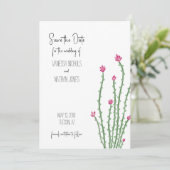 Roze Bloem Ocotillo Cactus Save The Date Kaart (Staand voorkant)