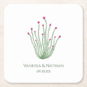 Roze Bloem Ocotillo Cactus Wedding Cocktail Hour Kartonnen Onderzetters (Voorkant)
