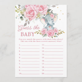 Roze Bloem Olifant Douche Gok de Baby Game Notitiekaartje