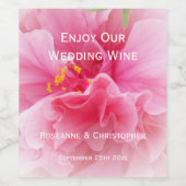 Roze Bloem Ontwerp Trouwen Wijn Etiket (Enkel label)