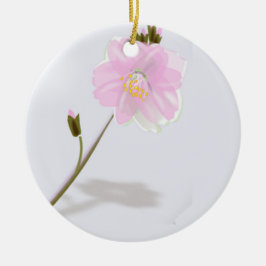 Roze bloem op grijs keramisch ornament