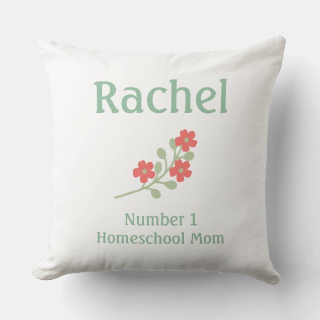  roze bloem op witte achtergrond kussen (Voorkant)