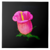 Roze bloem op zwart tegeltje (Voorkant)