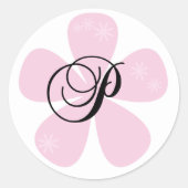 Roze bloem P Ronde Sticker (Voorkant)