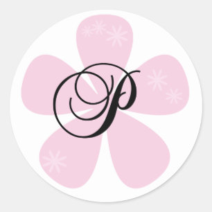 Roze bloem P Ronde Sticker