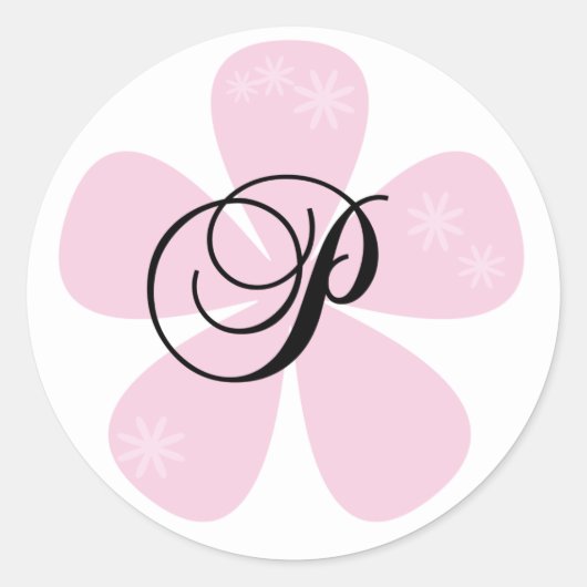 Roze bloem P Ronde Sticker (Voorkant)