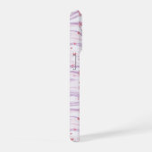 Roze Bloem Paarse Strepen Schelp Parel iPhone Hoesje (Rechterkant)