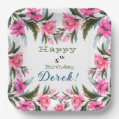 Roze bloem papieren bordje (Voorkant)