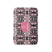 roze bloem patroon | Aangepast monogram Badmat (Voorkant Verticaal)