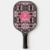 roze bloem  patroon | Aangepast monogram Pickleball Paddle (Voorkant)