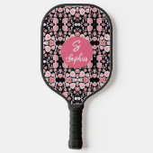 roze bloem  patroon | Aangepast monogram Pickleball Paddle (Achterkant)