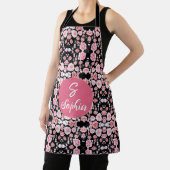 roze bloem  patroon | Aangepast monogram Schort (Insitu)