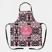 roze bloem  patroon | Aangepast monogram Schort (Voorkant)
