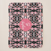 roze bloem patroon | Aangepast monogram Sherpa Deken (Voorkant)