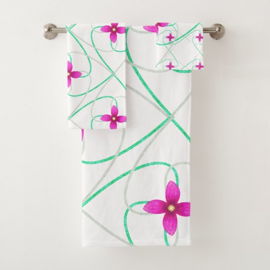 Roze bloem Patroon Bad Handdoek (Insitu)