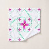 Roze bloem Patroon Bad Handdoek (Wasdoekje)
