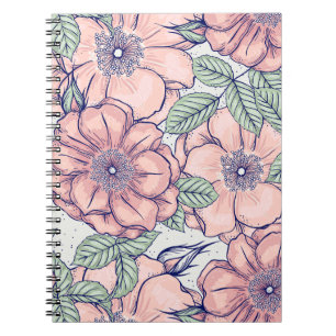 Roze Bloem Patroon Notitieboek Dagboek