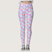 Roze bloem patroon op pastel kleuren leggings (Voorkant)