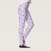 Roze bloem patroon op pastel kleuren leggings (Rechts)