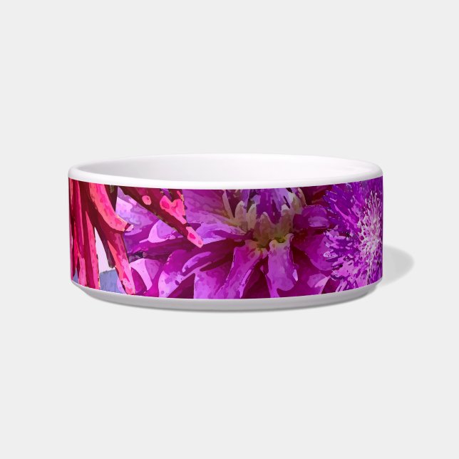 Roze Bloem Pet Bowl, Dahlia Pet Bowl Voerbakje (Voorkant)