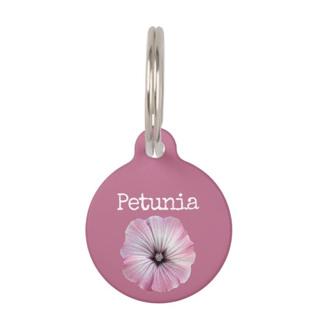 Roze Bloem Petunia Huisdierpenning (Voorkant)