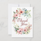 Roze Bloem Platte Bedankkaart (Voorkant)