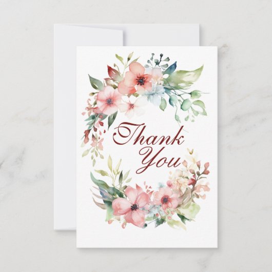 Roze Bloem Platte Bedankkaart (Voorkant)