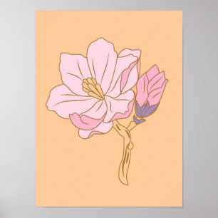 Roze bloem  poster
