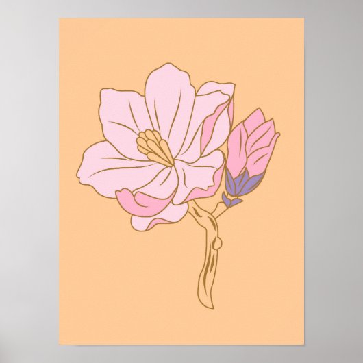 Roze bloem poster (Voorkant)